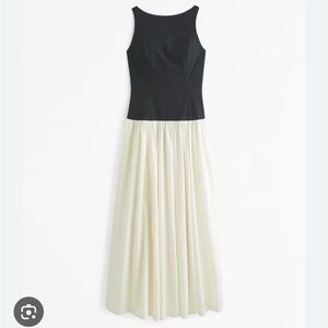 Elegant Black and Cream Sleeveless Dress